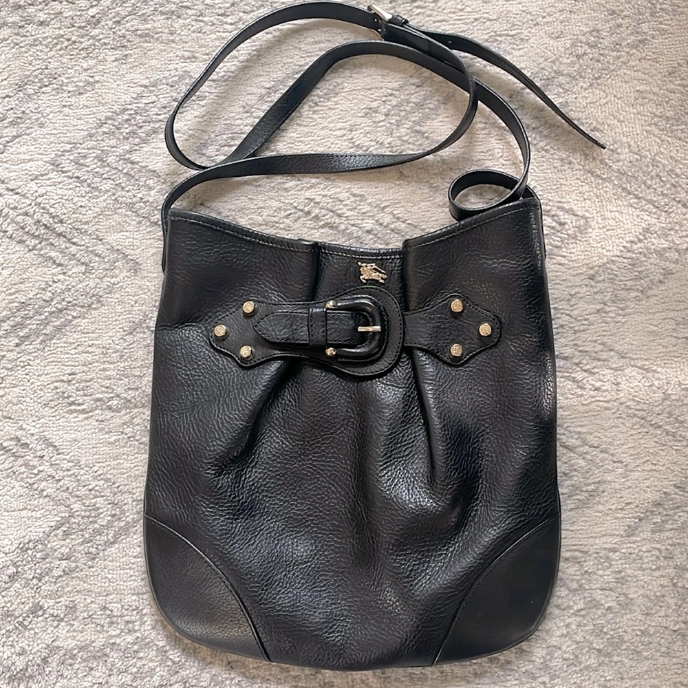 Burberry genuine leather buckle bucket bag